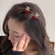 Zan Yingmei Korean new style female cute crystal red cherry Internet celebrity small grabber bangs hairpin side forehead fashionable headwear cherry grabber red 2 pcs
