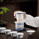 Exquisite travel tea set, portable bag type, single quick cup, one pot, four cups, outdoor kung fu travel teapot, blue and white exquisite porcelain travel tea set, flower style