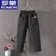 ROMON thickened large/size down cotton pants for women 2024 autumn and winter outer wear high-waisted loose casual straight pants warm cotton pants KG 4789# Brown XL 115-130Jin Jin equals 0.5 kg
