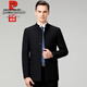 Pierre Cardin 100% pure wool tunic suit for middle-aged men, dad's suit, wedding dress, Chinese stand-up collar suit, black XL 180/52
