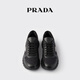 PRADA/Prada Gift Men's Cow Leather and Nylon High Top Sneakers Shoes Black-New 39.5 (5.5)