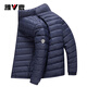 雅鹿轻薄羽绒服男士秋冬季立领白鸭绒外套男休闲纯色上衣 藏青 2XL