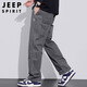 JEEP SPIRIT Jeep pure cotton casual pants men's autumn and winter loose straight pants men's workwear wide-leg pants gray L