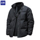 ROMON winter new fashion brand high-end thickened warm cotton jacket men's casual versatile stand-up collar windproof short cotton jacket black 3XL