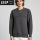 JEEP SPIRIT autumn and winter retro lazy style Henry collar sweater men's loose casual versatile knitted bottoming shirt thickened warm top camel S