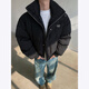 NYING American tie-dyed cotton jacket for men in winter new trendy brand thickened warm stand-up collar short cotton jacket loose bread coat tie-dyed khaki XL (140-160Jin Jin equals 0.5 kg)