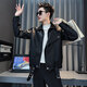 Jason leather jacket men's autumn and winter trendy brand short motorcycle men's tops 2025 new trend handsome leather jacket JK244 black M