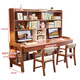 Huixun solid wood double desk bookshelf integrated home liftable children's study table study student study desk writing desk walnut color #desk + bookshelf 160cm*60cm*75cm total height 190cm