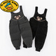 G.DUCKKIDS children's down overalls thickened new winter warm jumpsuits for boys and girls, toddlers and babies outer wear down pants black 100 cm