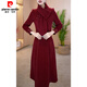 Pierre Cardin 2025 New Mother's Cheongsam Dress Spring and Autumn Thickened Warm Two-piece Set Burgundy Thickened Cheongsam 2XL Recommended 121-130 Jin Jin equals 0.5 kg
