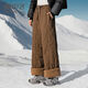 Snow Flying (SNOWFLYING) versatile straight down pants for women 2025 winter new fashion young casual splicing thickened warm trousers trend black XL 175/80A 125-145Jin Jin equals 0.5 kg