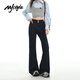 MJ STYLE American high-waisted boot-cut pants for women 2025 new autumn women's loose slimming bell-bottom jeans dark blue S