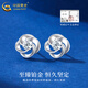China Gold (CHINA GOLD) PT950 platinum shiny four-leaf clover earrings for women, high-end earrings, Valentine's Day birthday gift for girlfriend and wife, platinum shiny four-leaf clover earrings, about 1.5g