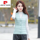 Pierre Cardin Autumn and Winter Down Vest Women's Short Slim Fit Thin Warm Lined Vest Close-fitting Inner Waistcoat Fashion Basement Black S