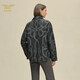 HERMES Women's New Winter Jacket Canvas Double-sided Printed Shirt-style Down Jacket Fashionable and Warm Gray 34