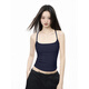 IiiamX navy blue camisole with breast pads for women 2025 summer beautiful back underwear with hot girl tops black S recommended 85-100Jin Jin is equal to 0.5 kg