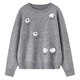 Shandubila sheep wool design round neck sweater women's winter contrast color lamb pattern sweater loose slimming top