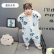 He Jiagong pajamas one-piece zipper new baby artifact children's velvet sleeping bag male and female baby flannel home clothes big-mouthed duck 90 cm_recommended height 76-84cm