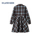 E LAND KIDS children's clothing girls dress season new college style pattern lapel shirt dress Brown brown/85 120