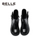 Belle Children's Shoes Winter Children's Velvet Boots Girls Fashion Boots Princess Leather Boots Warm Short Boots Black 35