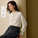 INMAN palace style brushed knitted lace shirt 2026 winter women's new lantern sleeve shirt off-white M