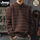 JEEP SPIRIT American retro sweater for men in winter warm pullover bottoming sweater high-end handsome Henry collar lazy style jacket Hua Ka weighs 850 grams M 110-130 Jin Jin is equal to 0.5 kg