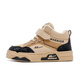 Pull-back children's shoes, children's cotton shoes, winter new velvet warm boys' sports shoes, high-top sneakers TH1826, beige black 34