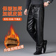 皮裤男款加绒加厚冬季宽松中老年男士摩托车外卖骑行防水保暖裤子 LK-防风皮裤黑色 5XL 约170-190斤可穿