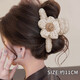 Temperament Wool Flower Clip Women's Autumn and Winter New Shark Clip Large High-Level Feeling Back Head Hairpin Clip Hair Accessory Khaki Plush Gold Label Min Clip-13CM