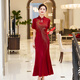 Fumini high-end mother-in-law wedding evening dress dignified and high-end mother-in-law mother-in-law 2026 new dress burgundy L