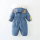 Disney (Disney) children's velvet thickened jumpsuit winter new double zipper ski suit jumpsuit baby crawling suit harem fashion color matching fog blue 110cm 110