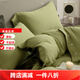 200 count winter AB thickened milk velvet four-piece set of cotton double-layer gauze bed flannel sheets and fitted sheets, fruit green-olive green 1.8m fitted sheet set of four
