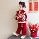 Girls suit thickened 2025 new style children's clothes autumn and winter little girl national style New Year clothes two-piece set red 110 cm