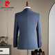 Pierre Cardin high-end wool suit suit men's three-piece business casual formal wedding wedding groom's suit gray blue suit + trousers + vest XL (125-140Jin Jin equals 0.5 kg)