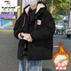 Woodpecker (TUCANO) lamb velvet autumn and winter men's cotton coat plus velvet thickened warm coat cotton coat trendy hooded down cotton jacket 5305 black L recommended 125-140 Jin Jin equals 0.5 kg can be worn