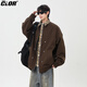 CLOR fake two-piece jacket men's autumn and winter style handsome casual all-match plaid lapel boys jacket JK11 brown XL