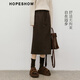 Red sleeves (hopeshow) super good-looking versatile skirt 2025 winter new women's lace-up elastic waist slimming straight temperament mid-length skirt black gray 090 M