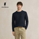POLOWALK 100% sheep wool men's wool sweater 2025 winter new round neck pullover base layer black gray XL