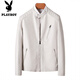 Playboy (PLAYBOY) Leather Men's Jacket 2025 Spring and Autumn New Men's Korean Style Slim Beige Casual Jacket Top Jacket Trendy Beige M