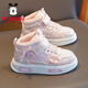 Babudou children's shoes girls' comfortable high-top casual shoes winter velvet warm children's sneakers 106555085 light pink 31