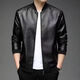 Bisi Yang Haining leather jacket men's spring and autumn jacket middle-aged and elderly winter velvet men's leather jacket loose daddy wear baseball uniform - black spring and autumn singles M - recommended weight 90-120 Jin Jin is equal to 0.5 kg