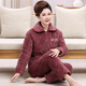 Langsha 2025 new pajamas for middle-aged and elderly women in winter, plus velvet and thickened three-layer quilted home clothes for the elderly, warm suits