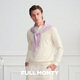 FULL MONTY old money style Henry collar sweater, men's casual black button cashmere blend sweater 25 autumn and winter, milk white 70132 S