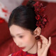 Butterfly hairpin, red camellia, low ball head cheongsam, antique style toasting suit, Chinese style hairpin, horse face skirt, hair accessories, 3 red hairpins
