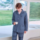 American Standard Autumn and Winter Three-layer Thickened Cotton Couple Pajamas Set Women's Plaid Cotton Warm Wearable Home Clothing for Men Blue XL