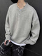 Muwei American Henry Collar Sweater Men's Autumn Premium Lazy Style Bottoming Sweater Cleanfit Inner Top Light Gray XL Recommended 130-150 Jin Jin equals 0.5 kg