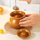 Stew pot for stewing household steamed egg custard over water, small crock pot steaming cup, ceramic one-server with lid, soup and egg custard, thickened version, crock pot stew pot (white), single pack 500ml
