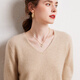SENLIYA international light luxury high-end cashmere sweater 24 seamless 100 pure cashmere sweater women's V-neck sweater loose versatile knitted milk white S