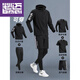 Bimax running men's sports suit training quick-drying clothes morning running equipment cycling clothes fitness clothes autumn and winter men's gradient gray five-piece suit quick-drying windproof running M 100-120Jin Jin equals 0.5 kg