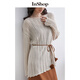 InShop mall same style new women's lazy style knitted sweater solid color simple suspender dress two-piece set red coffee M